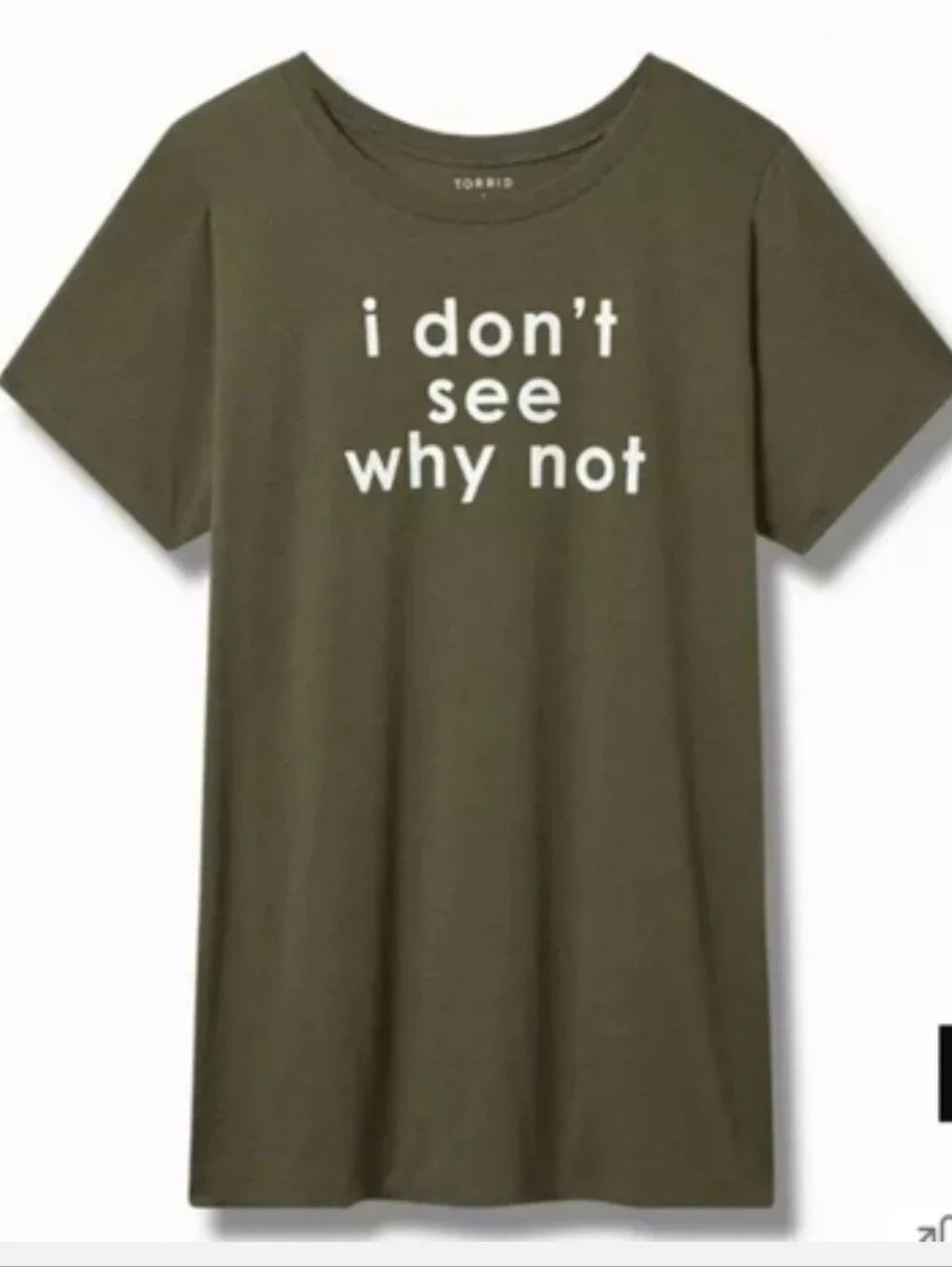 Torrid Size 3 Olive Green I DONT SEE WHY NOT Graphic Tee - New